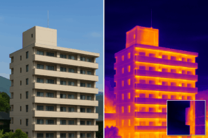 長泉町マンション 赤外線画像(ワイド+拡大・温度差)